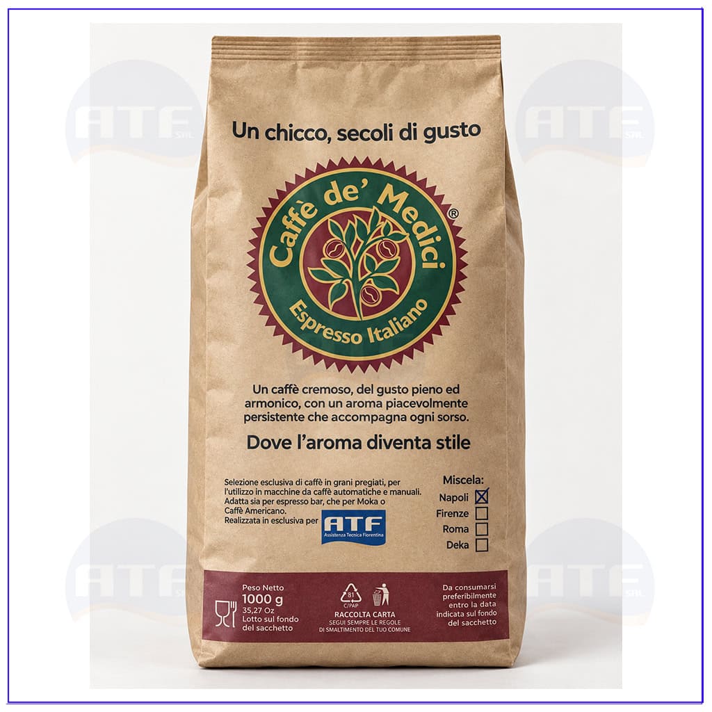 confezione da 1kg di caffe in grani di alta qualità