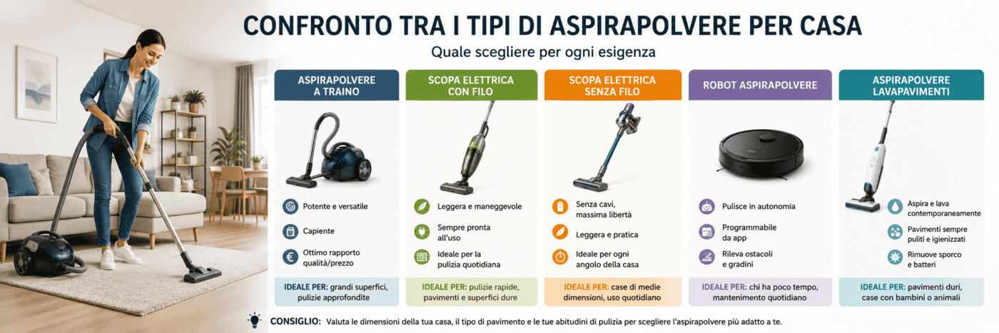 immagine per la guida alla scelta del tipo di aspirapolvere da comprare Come scegliere l'aspirapolvere: mini guida