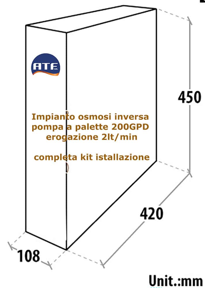 impianto per osmosi inversa uso residenziale erogazione max 2lt/min