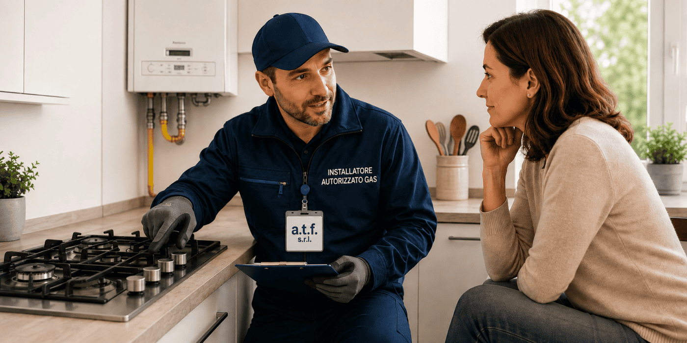 immagine di corretta istallazione per la sicureza gas in cucina da aprte di un istallatore autorizzato