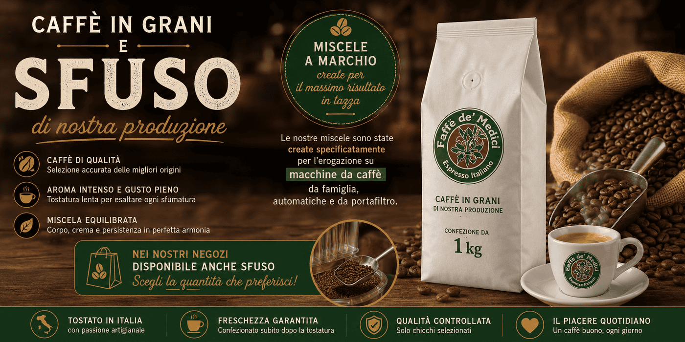 vendita caffè in grani confezionato da 1 kg e sfuso nei negozi