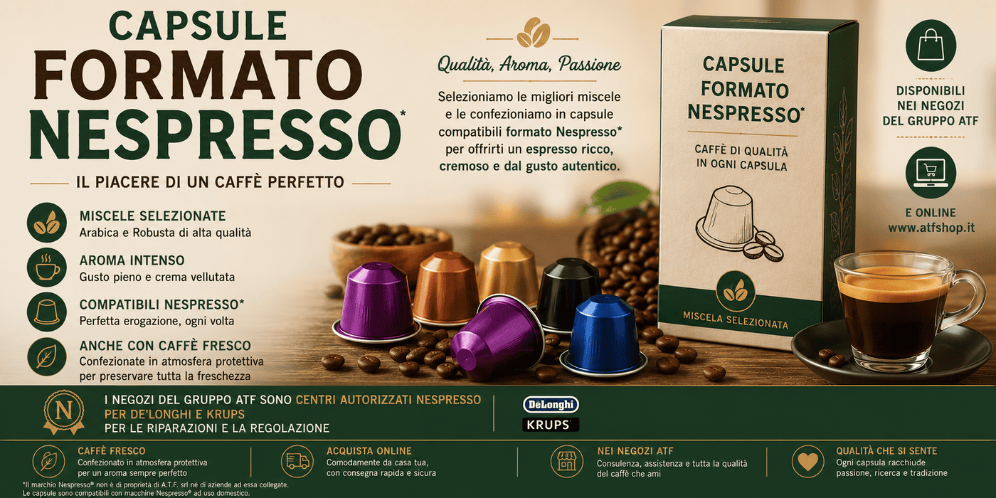 capsule formato nespresso originali e compatibili realizzate con caffè uso bar macinato a fresco e confezionato
